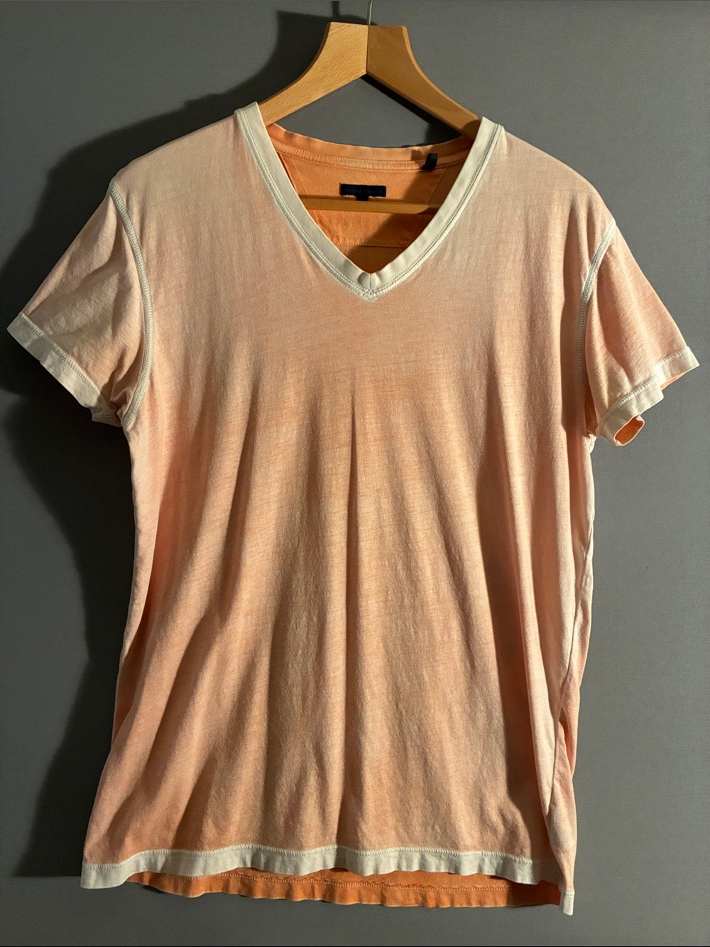 Men's Peach V-Neck Short Sleeve Tee — Patrick Assaraf 100% Pima Cotton